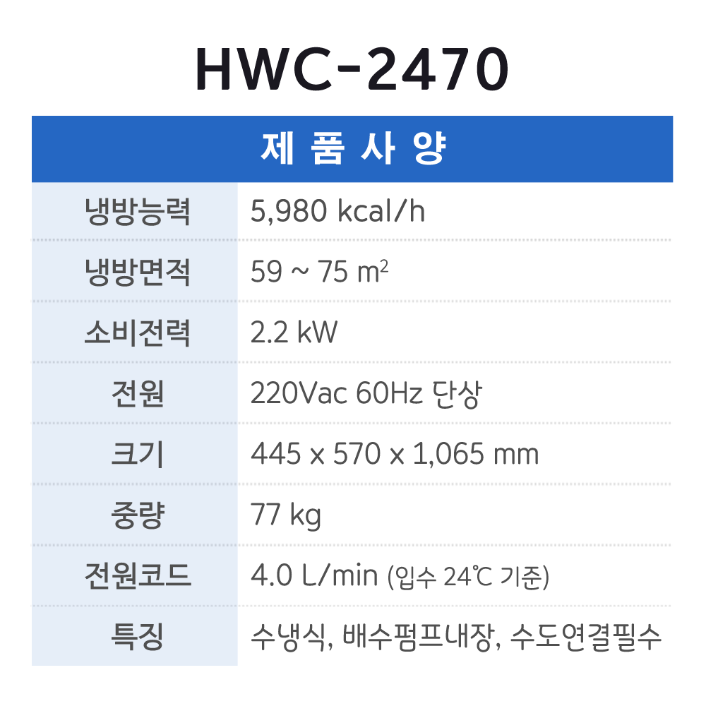 수냉식에어컨 HWC-2470 (2구)