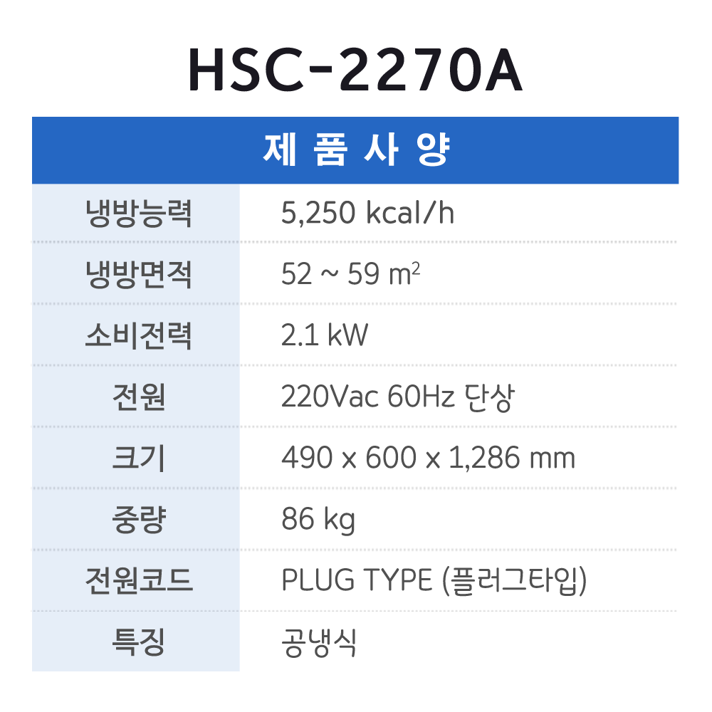 에어렉스 HSC-2270A 바퀴 달린 에어컨 >> HSC-2270R